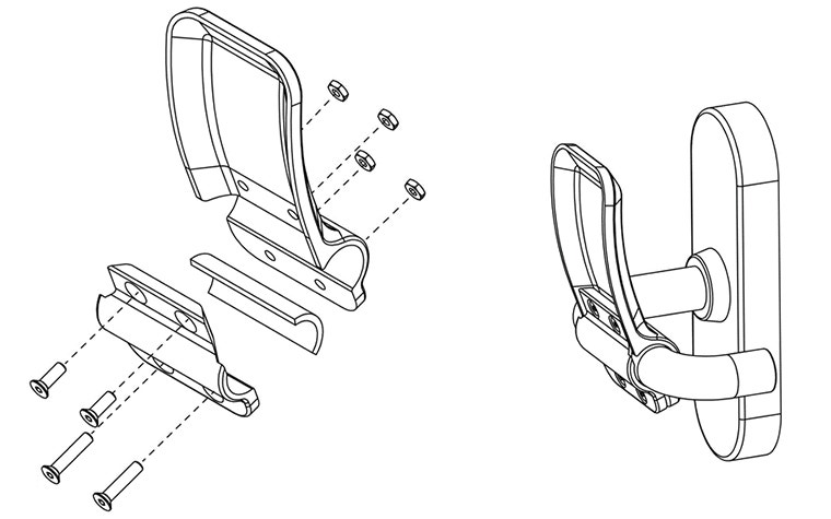 Drawn design of the hands-free door opener