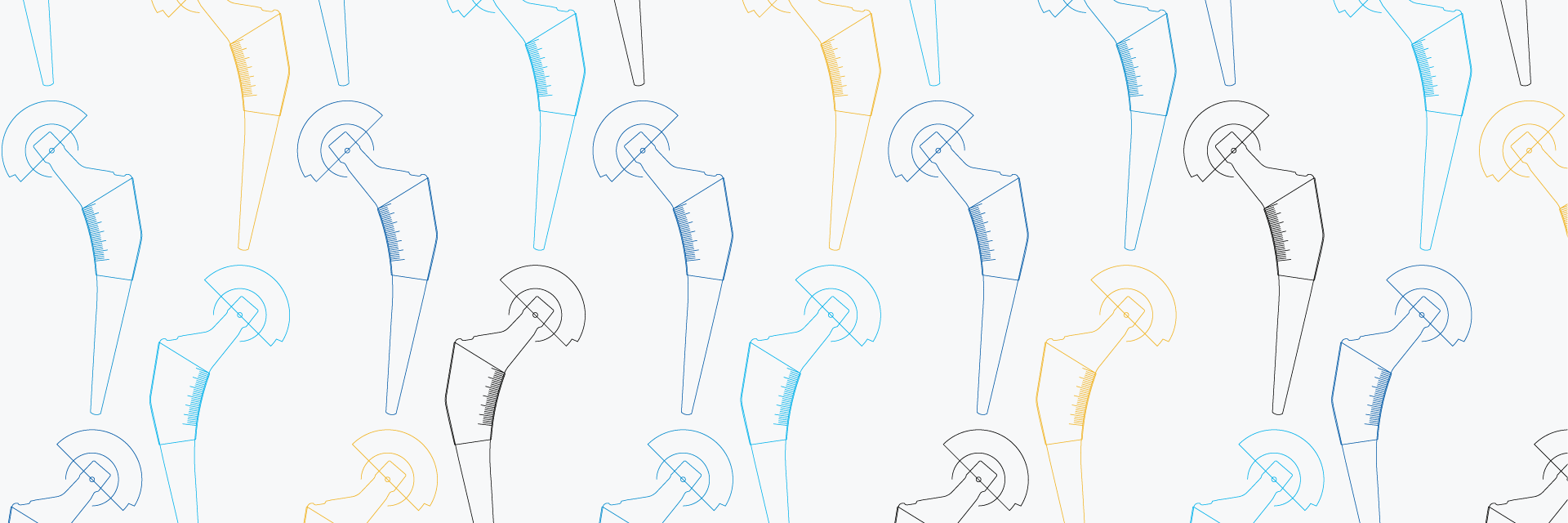 Motif illustré de contours d'os colorés avec différentes mesures