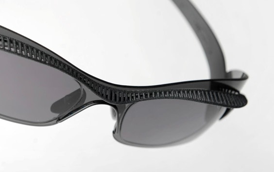 Angled view of the Cabriolet Evo B, a pair of 3D-printed sunglasses from Hoet Design Studio