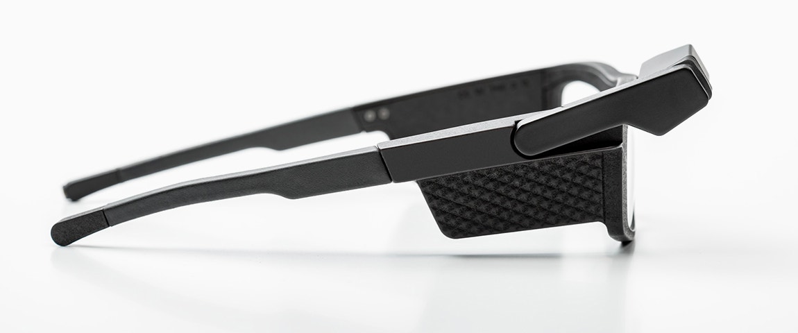 Side view of the Iristick smart safety glasses