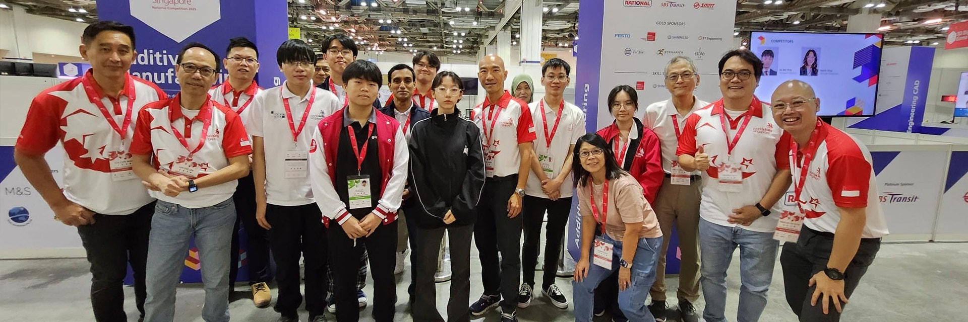 A group photo of the Nanyang Polytechnic team at the World Skills competition on Additive Manufacturing in April 2025