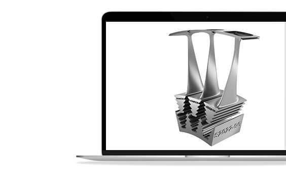 Digital model of 3D-printed metal parts with labels assigned to the base and each individual component