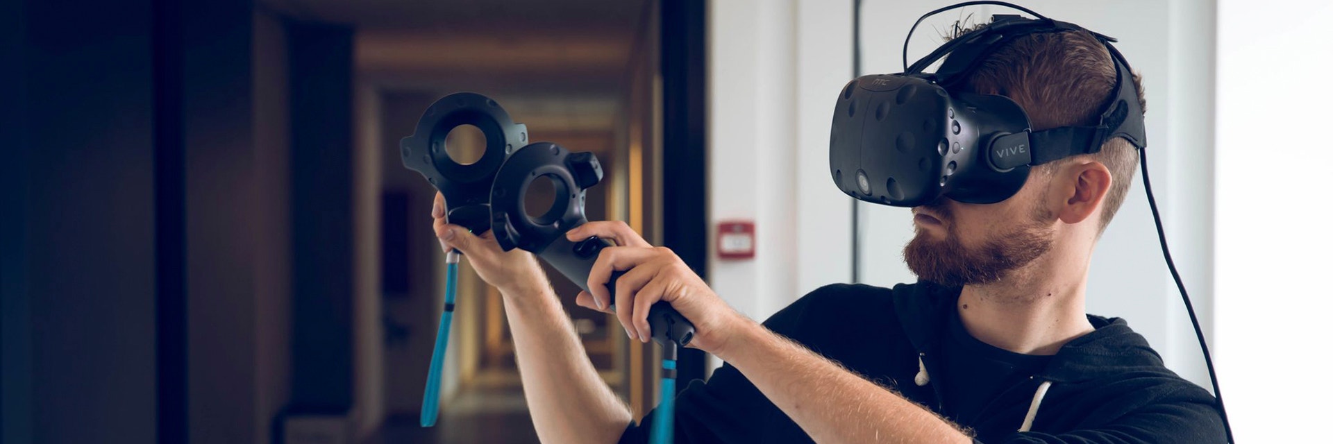 Man using virtual reality technology 