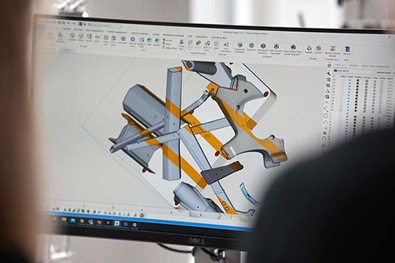 3D printing software with Kalkhoff bicycle part designs showing in it