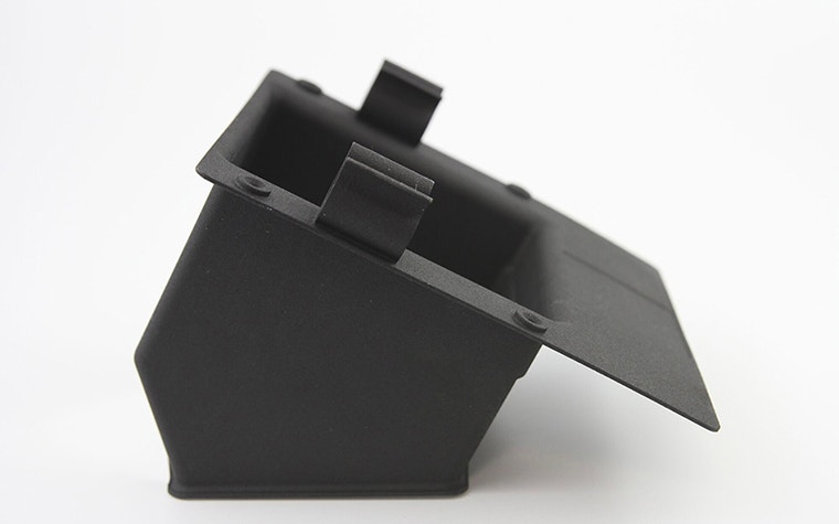 Black cabin housing part, 3D-printed in PA 2241 FR for 328 Support Services 