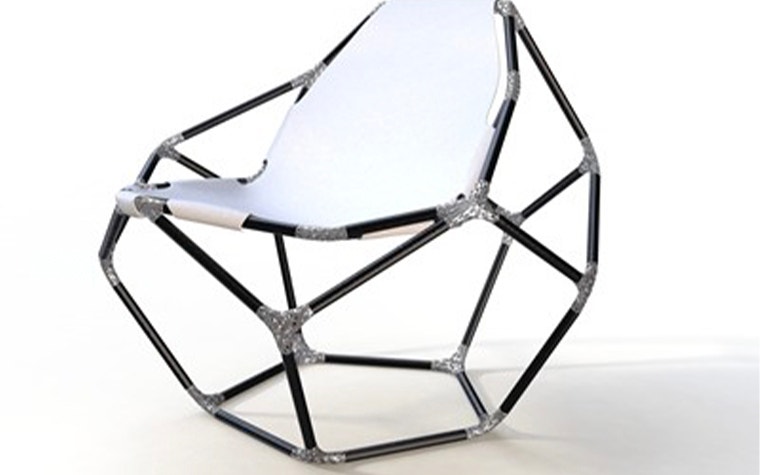 Designer chair with a geometric base
