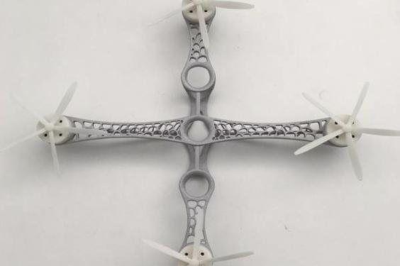 3D-printed drone part with propellers attached
