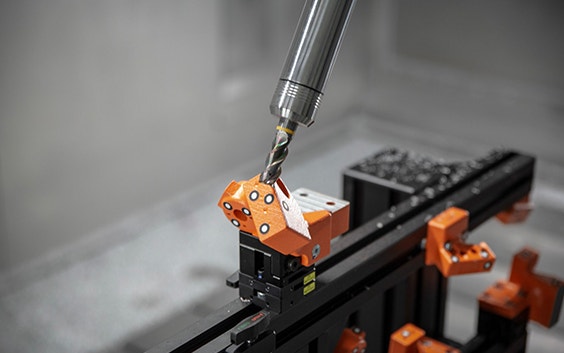 Close-up of RapidFit milling machine in action 