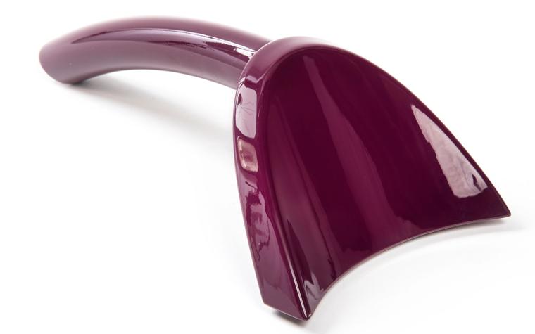 A glossy purple component of Airinspace's RHEA compact, made with vacuum casting and ABS-like polyurethane.