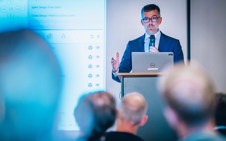 Dr. Valerio Ramieri presents at the Materialise CMF Innovation Summit.
