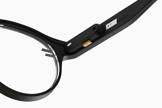 Close-up of smart auto-focal technology in Morrow eyewear frames