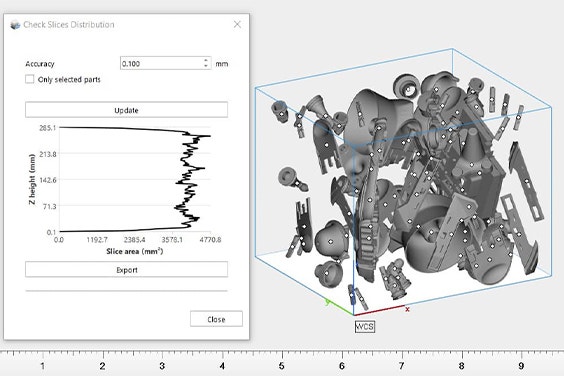 Parts nested in a box with space in between