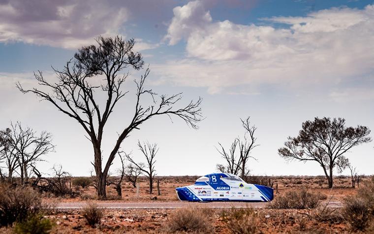 Solar car during the race