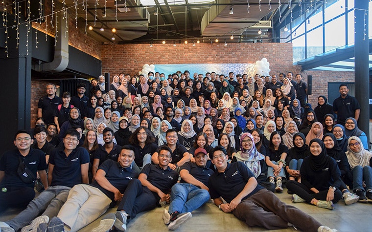 A group photo of the employees at Materialise Malaysia