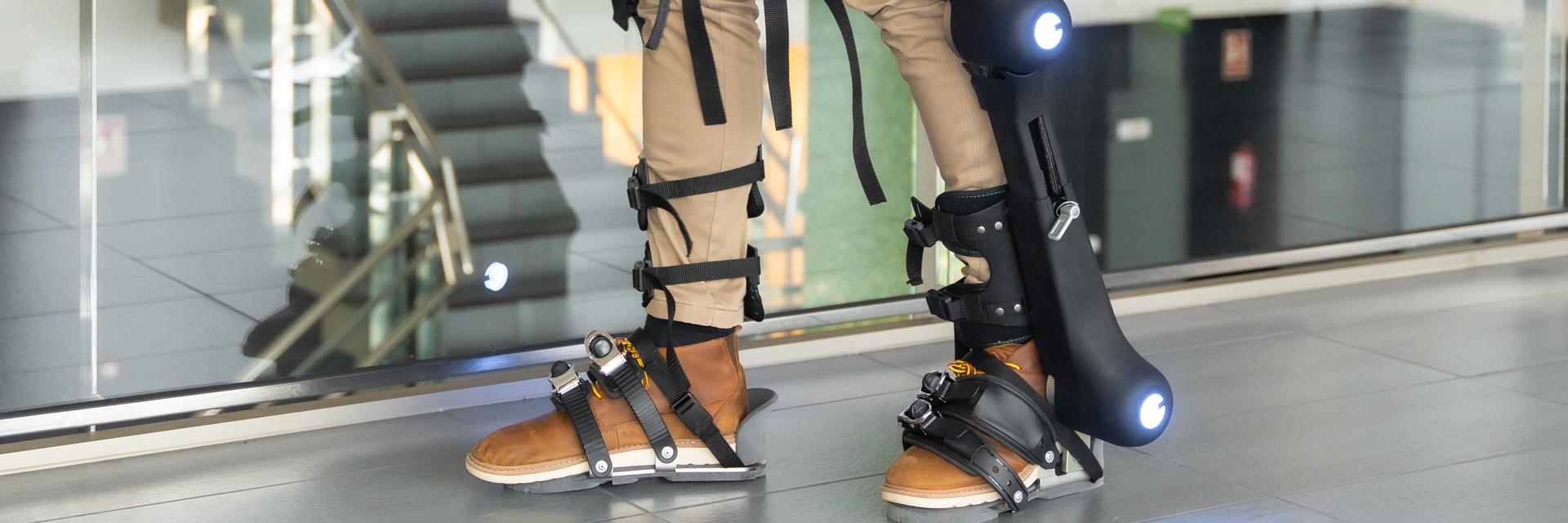 Person wearing GOGOA's HANK exoskeleton on their legs