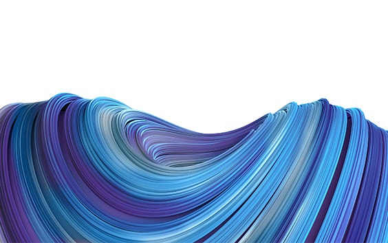 Purple and blue lines forming a swirl on a white background