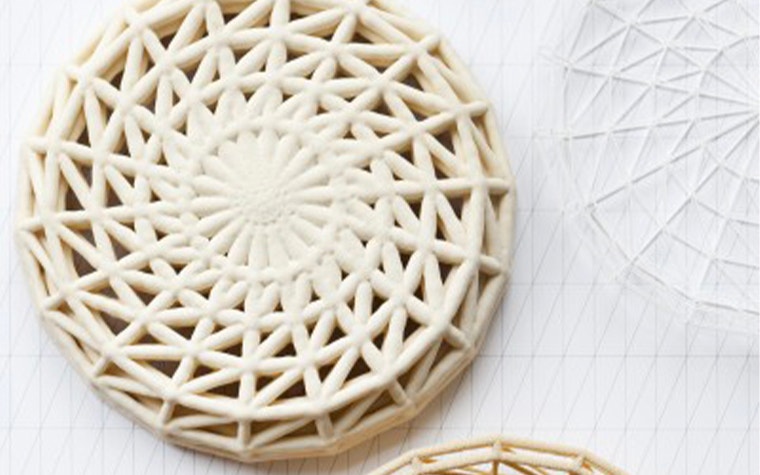 3D-printed stoneware with a woven design