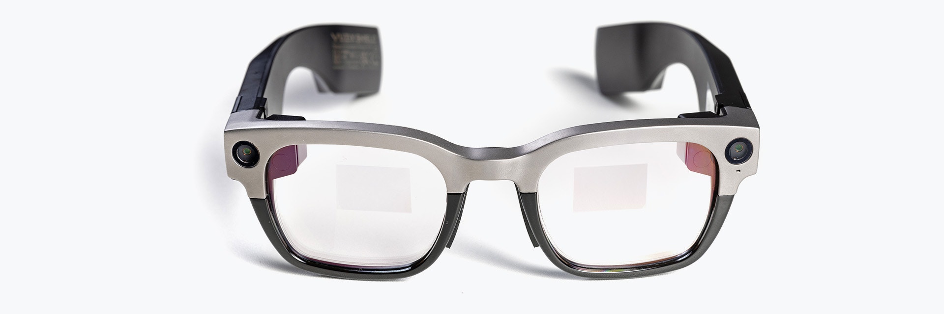 The Vuzix Shield, smart eyewear with a 3D-printed titanium bridge, set against a white background.