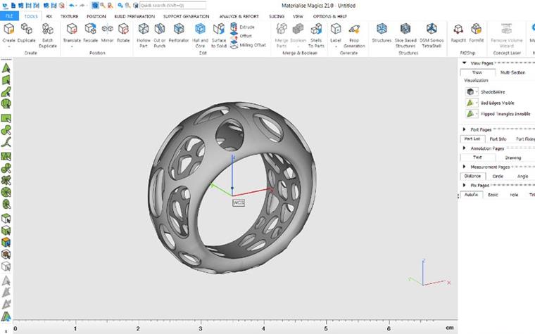 3D design of a ring in Magics