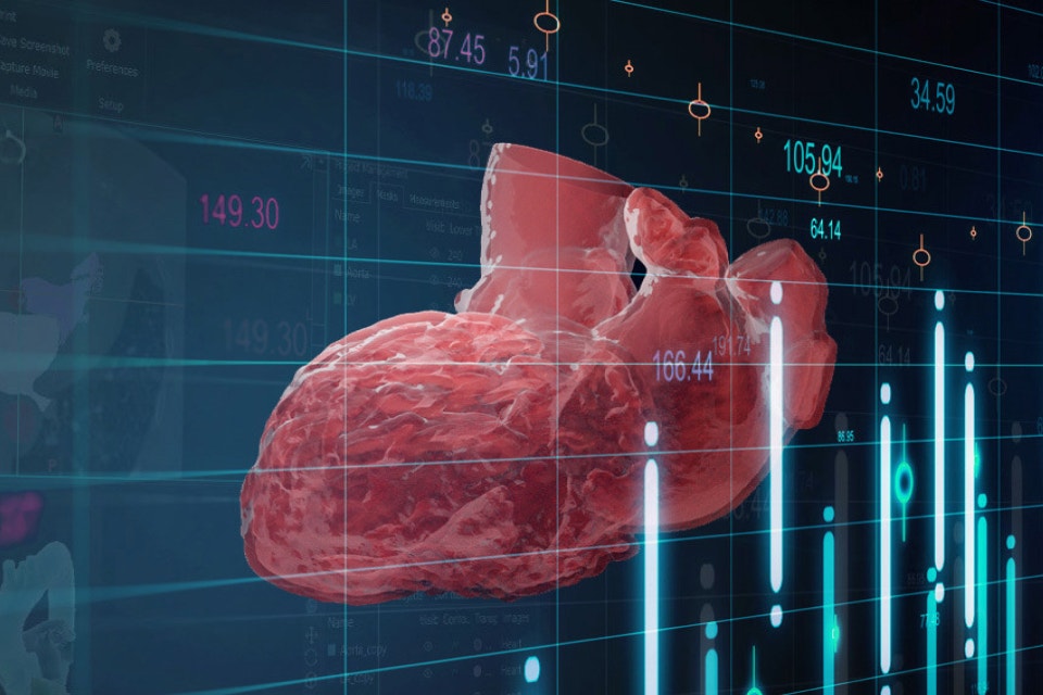 数字チャートの背後にある心臓デジタル画像