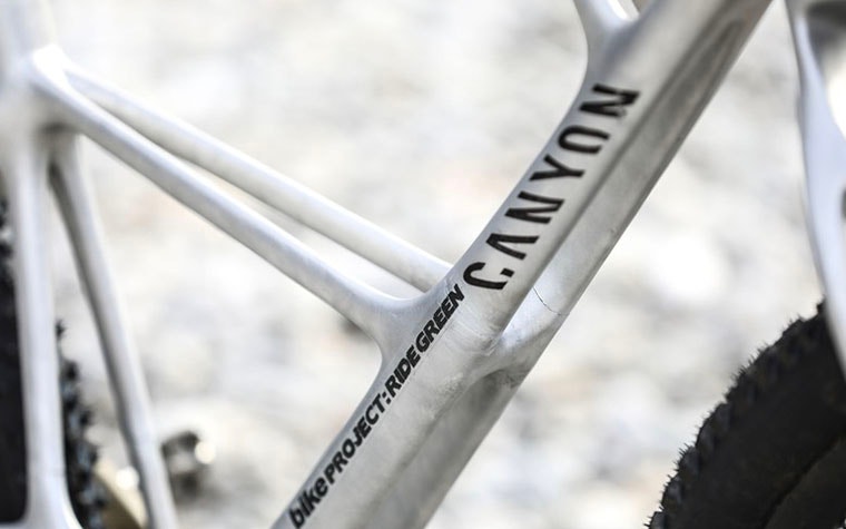 Close-up of the finished bike frame