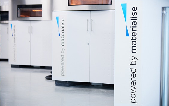 EOS 3D printers with the 'Powered by Materialise' logo