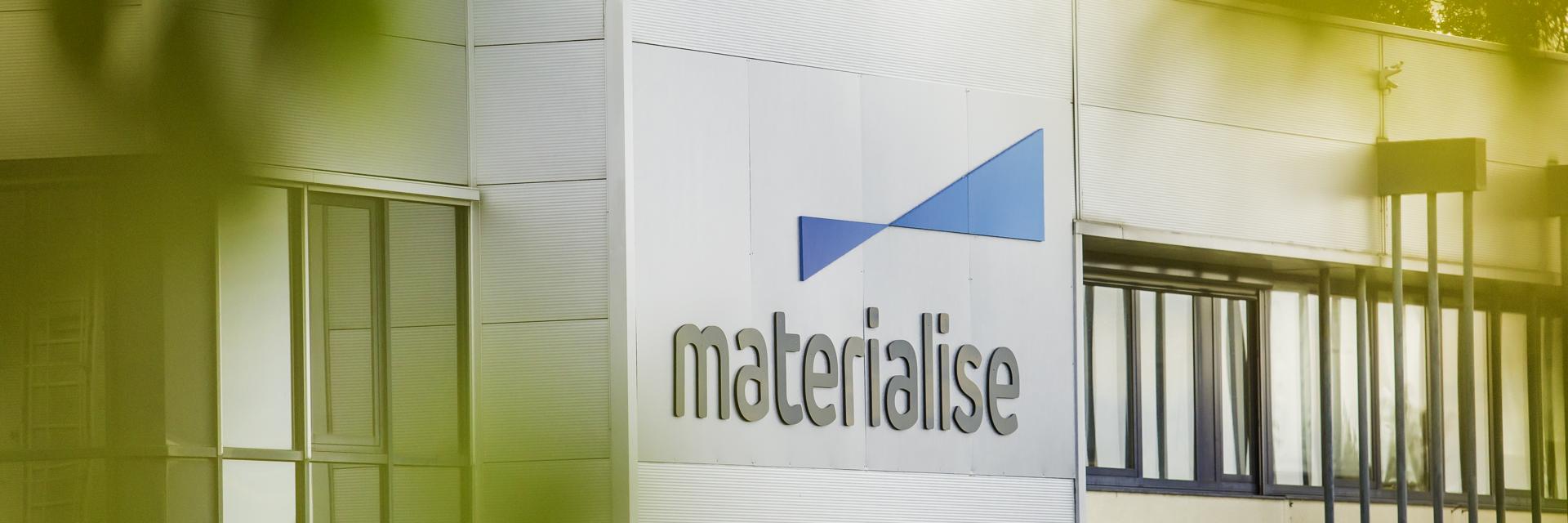 The outside of a Materialise office building (wide image).