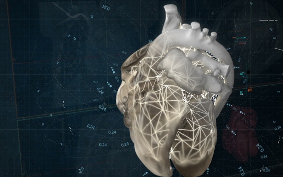 Digital render of a heart in 3D