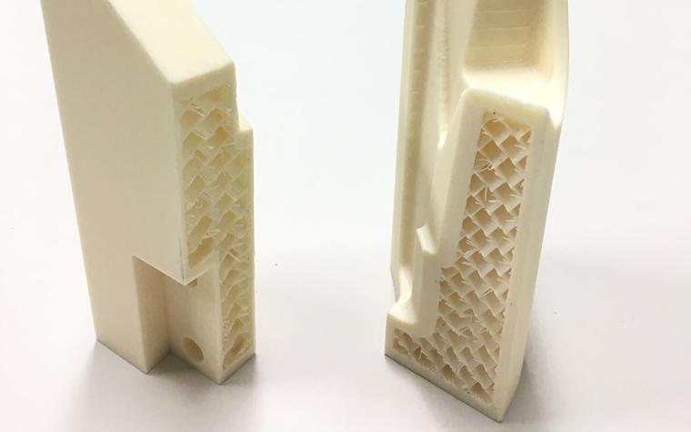 Internal, lightweight structures of 3D-printed jig parts