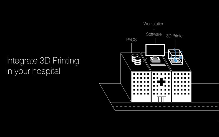 Graphic of a 3D printing system at hospital 