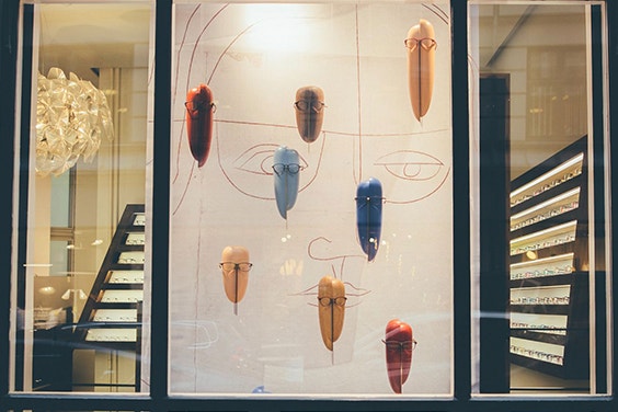 Left-hand window at Ørgreen’s flagship store in Copenhagen with the ØRGREEN+YUNIKU collection displayed 