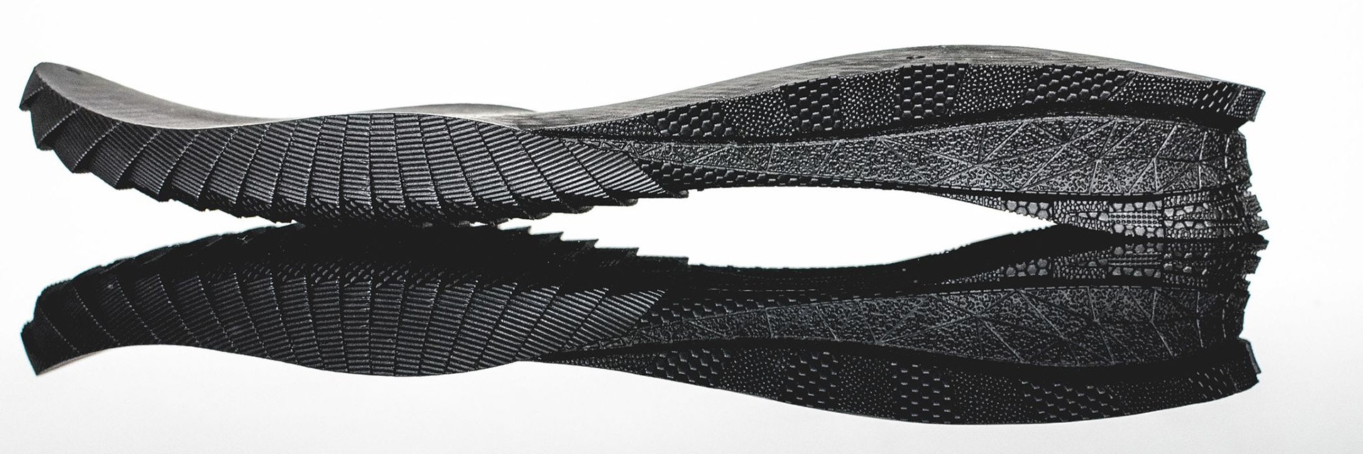 3D-gedruckte Schuhsohle mit verschiedenen Texturen