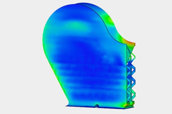 View of half of the insert with a map showing potential errors with simulation software