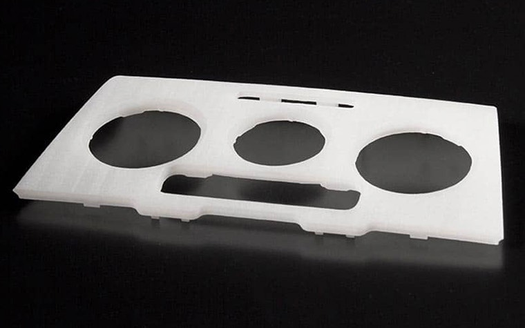 Off-white 3D-printed polypropylene car part