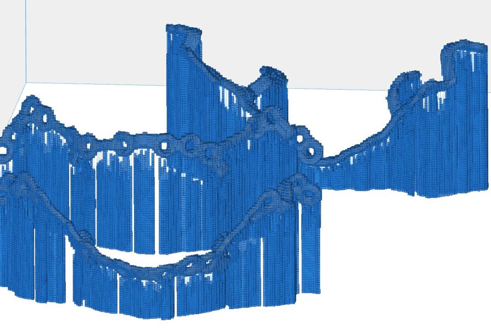 Visualization of the voxelization of three different part orientations