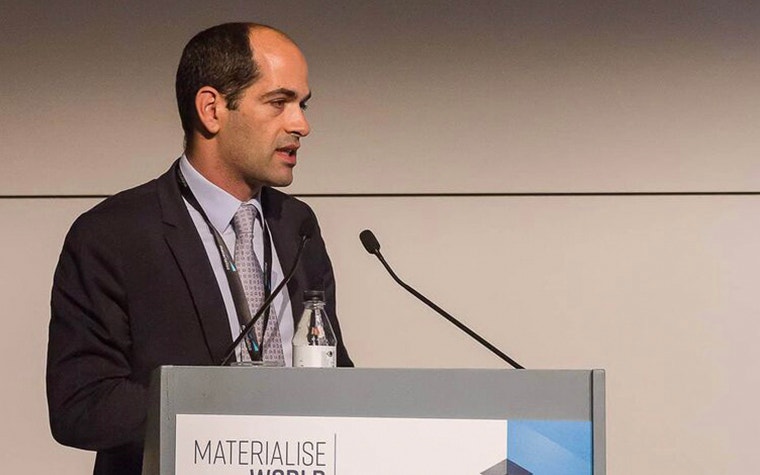 Prof. Thomas Schouman presenting during the Materialise World Summit in 2017.