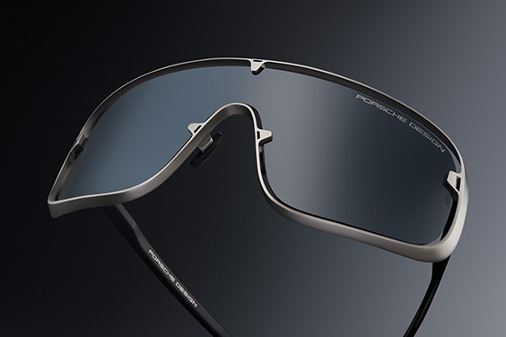 Angled view of the bottom of Porsche sunglasses frames
