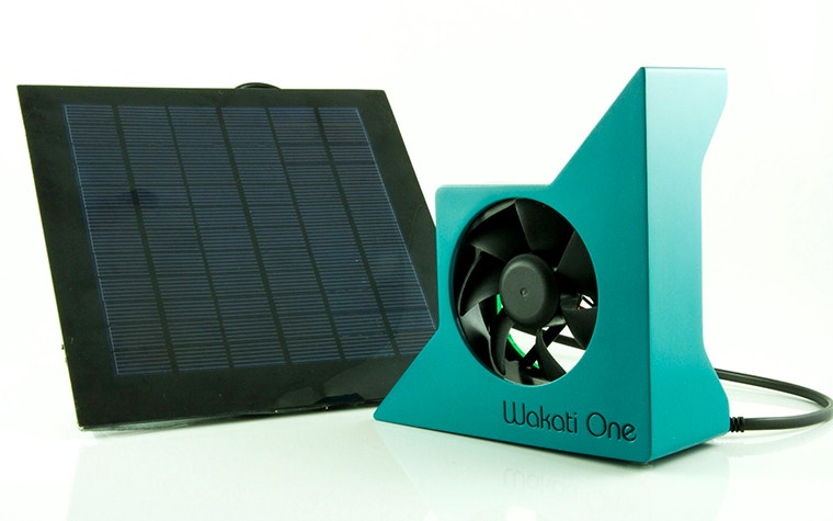 The Wakati unit connected to a solar panel