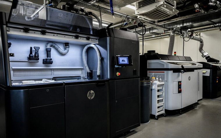 Multi Jet Fusion printers at Materialise headquarters in Leuven, Belgium 