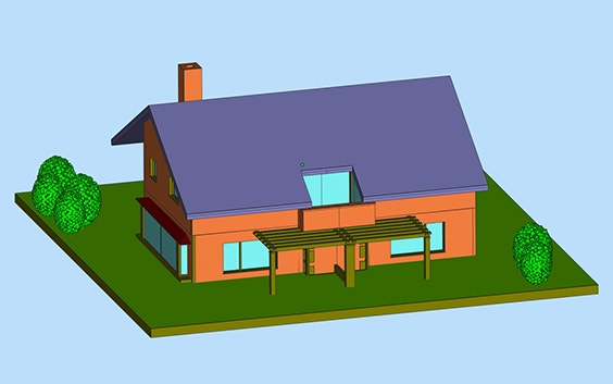3d model of a house in Materialise Magics