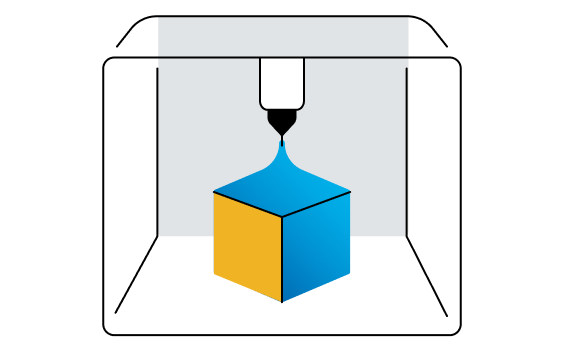 Icon of a cube being 3D printed