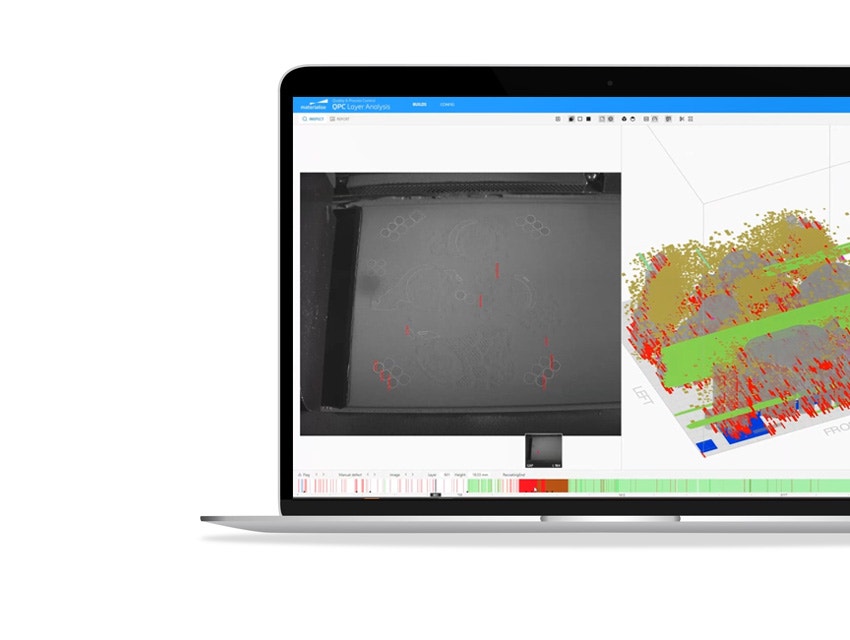 A laptop showing layer image data for metal 3DP build