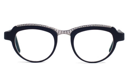 Black 3D-pritnted eyeglasses with a mesh design component