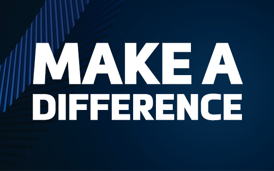 Blue background with the text "Make a difference"