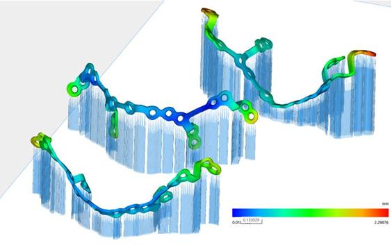 Simulated deformations after removal from the support structure