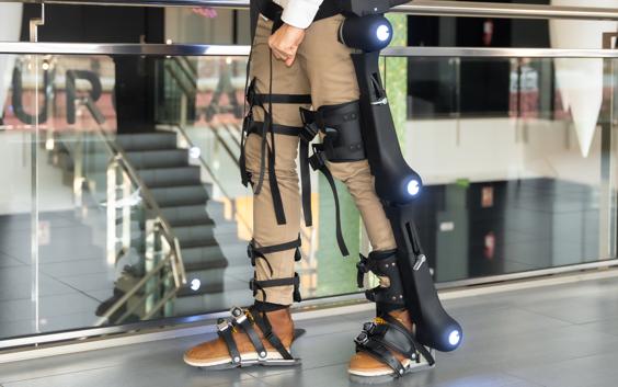 Person wearing GOGOA's HANK exoskeleton on their legs