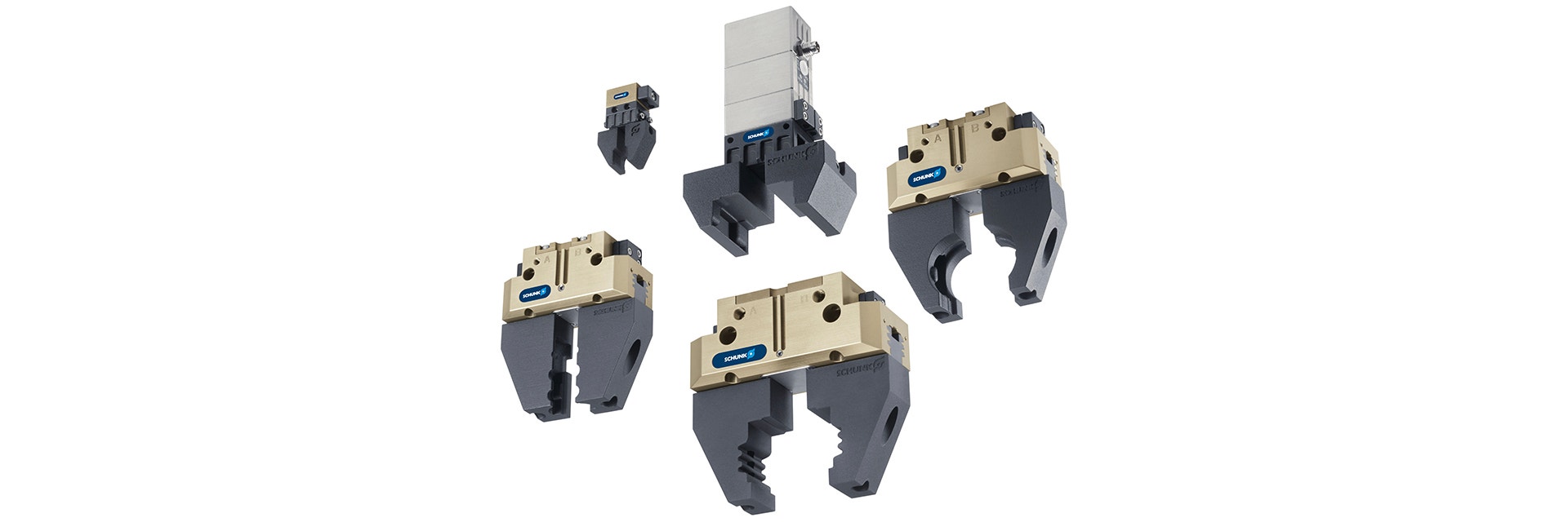 Various types of 3D-printed grippers from SCHUNK
