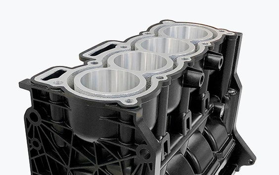Optimiertes 3D-gedrucktes Inlet aus Aluminium und Kunststoff