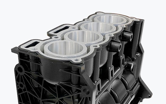 Optimized 3D-printed inlet made of aluminum and plastic 