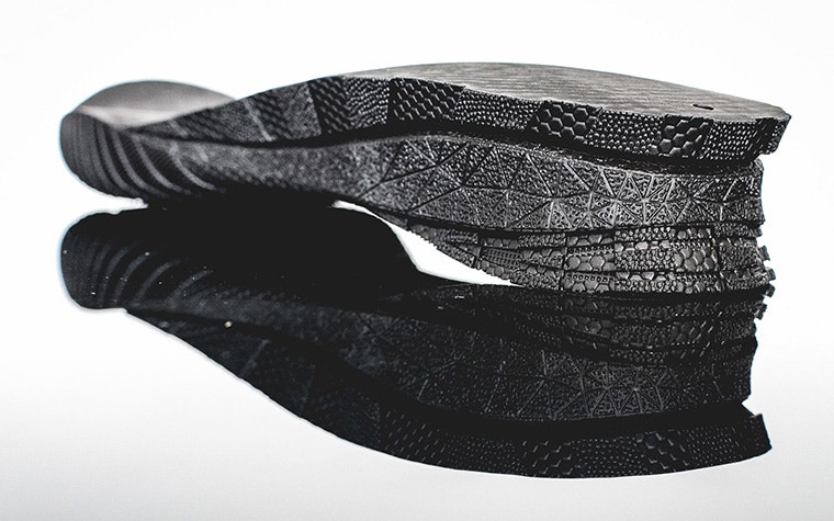 3D-gedruckte Schuhsohle mit verschiedenen Texturen